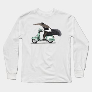 Anteater on a Vespa - Green Long Sleeve T-Shirt